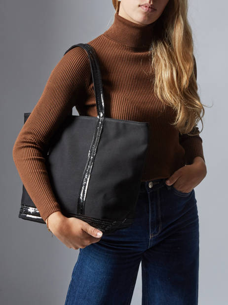 Satchel Cabas Cotton Vanessa bruno Black cabas 1V40378 other view 1