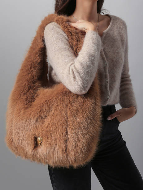 Shoulder Bag Doudou Fur Le voyage en panier Brown doudou AHP262 other view 1