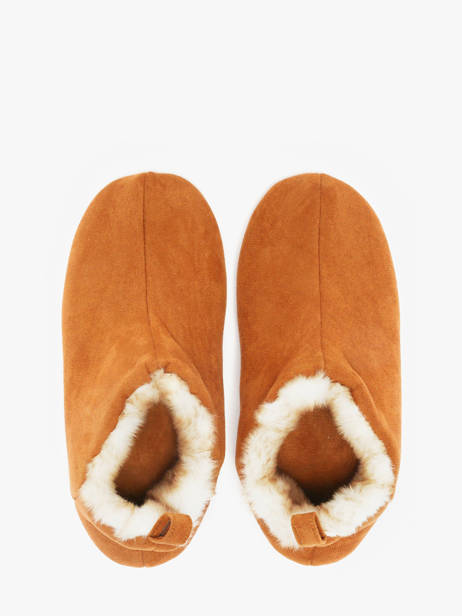 Slippers In Leather Isotoner Brown women 97422 other view 3