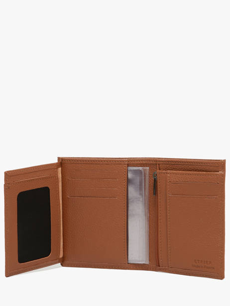 Wallet With Coin Purse Leather Etrier Brown madras EMAD5016 other view 2