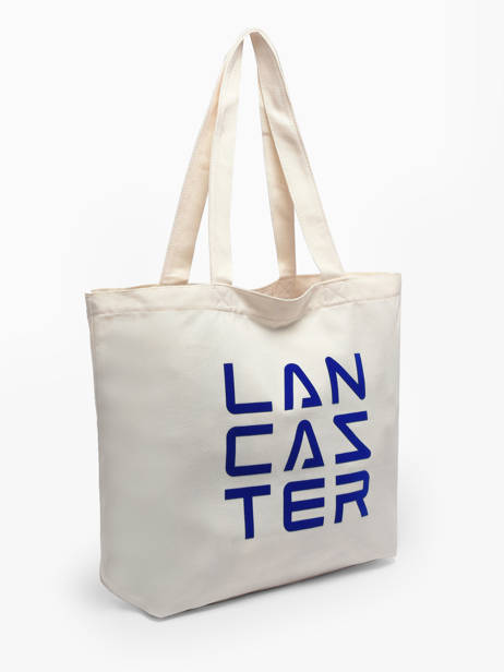 Sac Porté épaule Tote Bag 3 Lines Coton Lancaster Beige tote bag 3 lines 6 vue secondaire 2