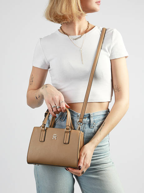 Sac Porté Main Th Daily Polyester Tommy hilfiger Marron th daily AW18379 vue secondaire 1