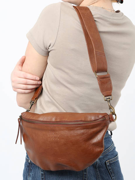 Sac Banane Cow Cuir Basilic pepper Marron cow BCOW54 vue secondaire 1